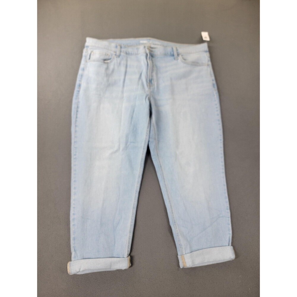 Old Navy Jeans Womens 20 Short Light‎ Wash Mid-Rise Wow Boyfriend Stretch Cuffed